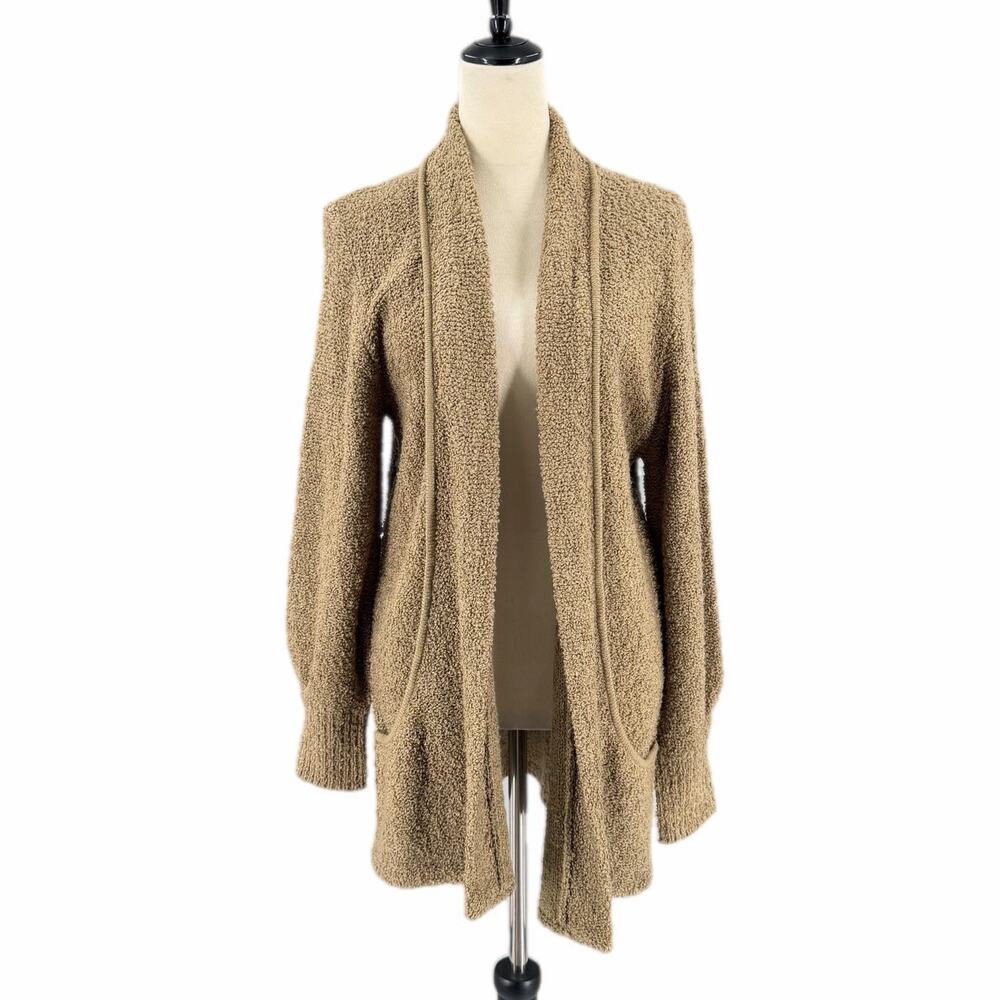Vintage Sideffects Tan Boucle Knit Cozy Casual Layering Warm Comfort Cardigan